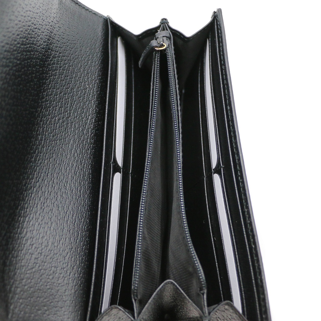 Gucci Web Ophidia Continental Black Leather Wallet 719886