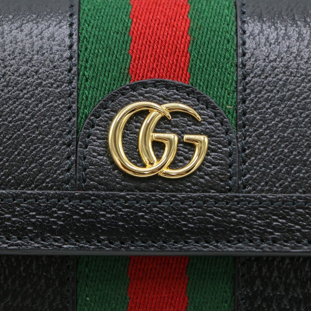 Gucci Web Ophidia Continental Black Leather Wallet 719886