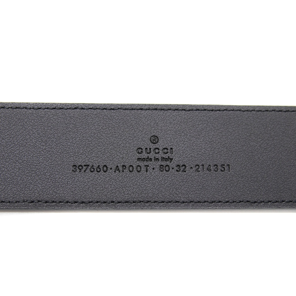 Gucci Leather Black Belt with Double G Buckle 80 397660