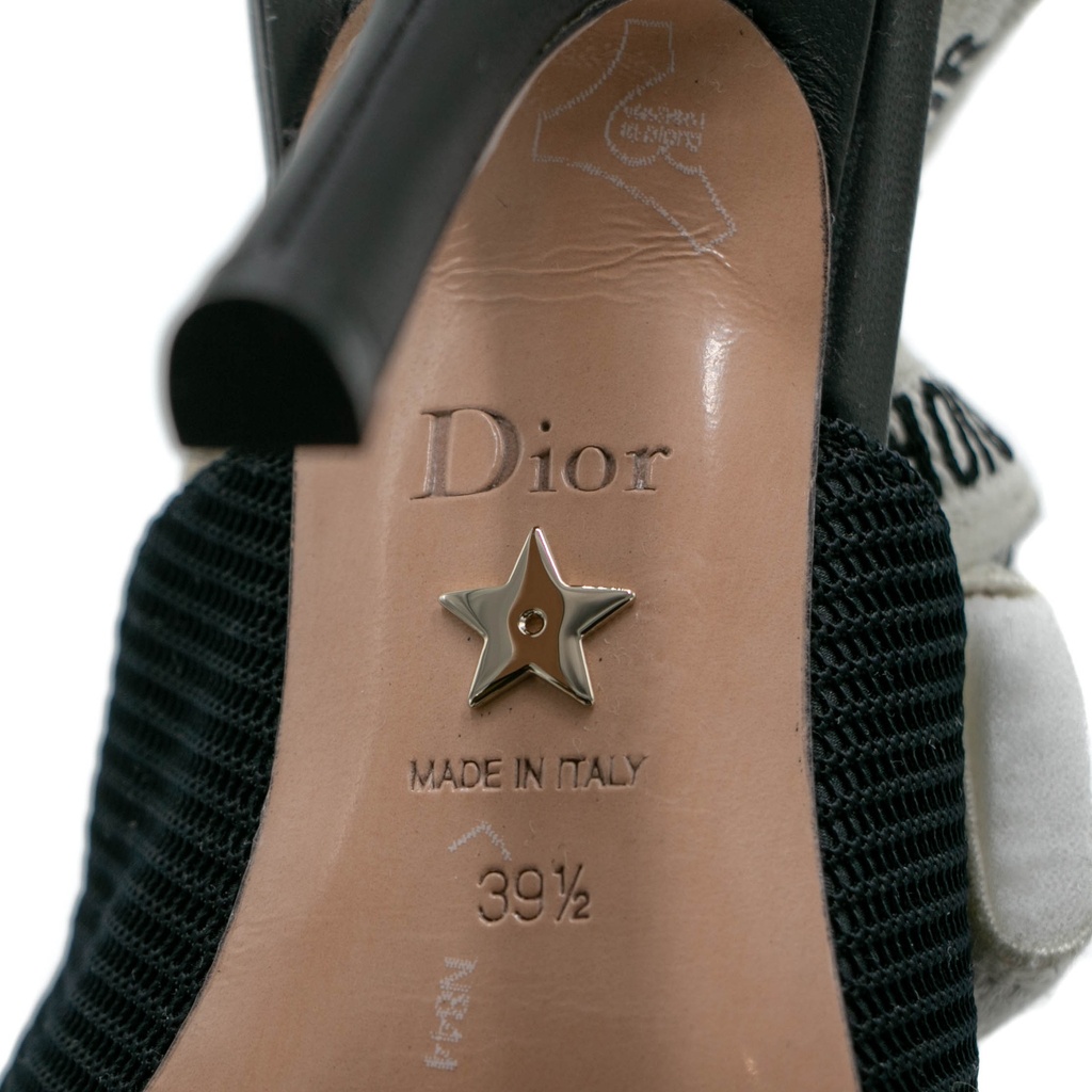 Christian Dior J'Adior Slingback Pump Black Technical Fabric High Heel Size 39 1/2