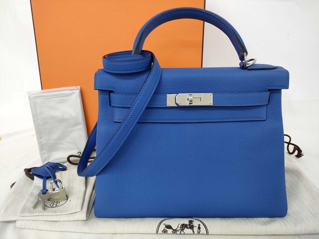 Hermes Kelly 28 Blue Bag