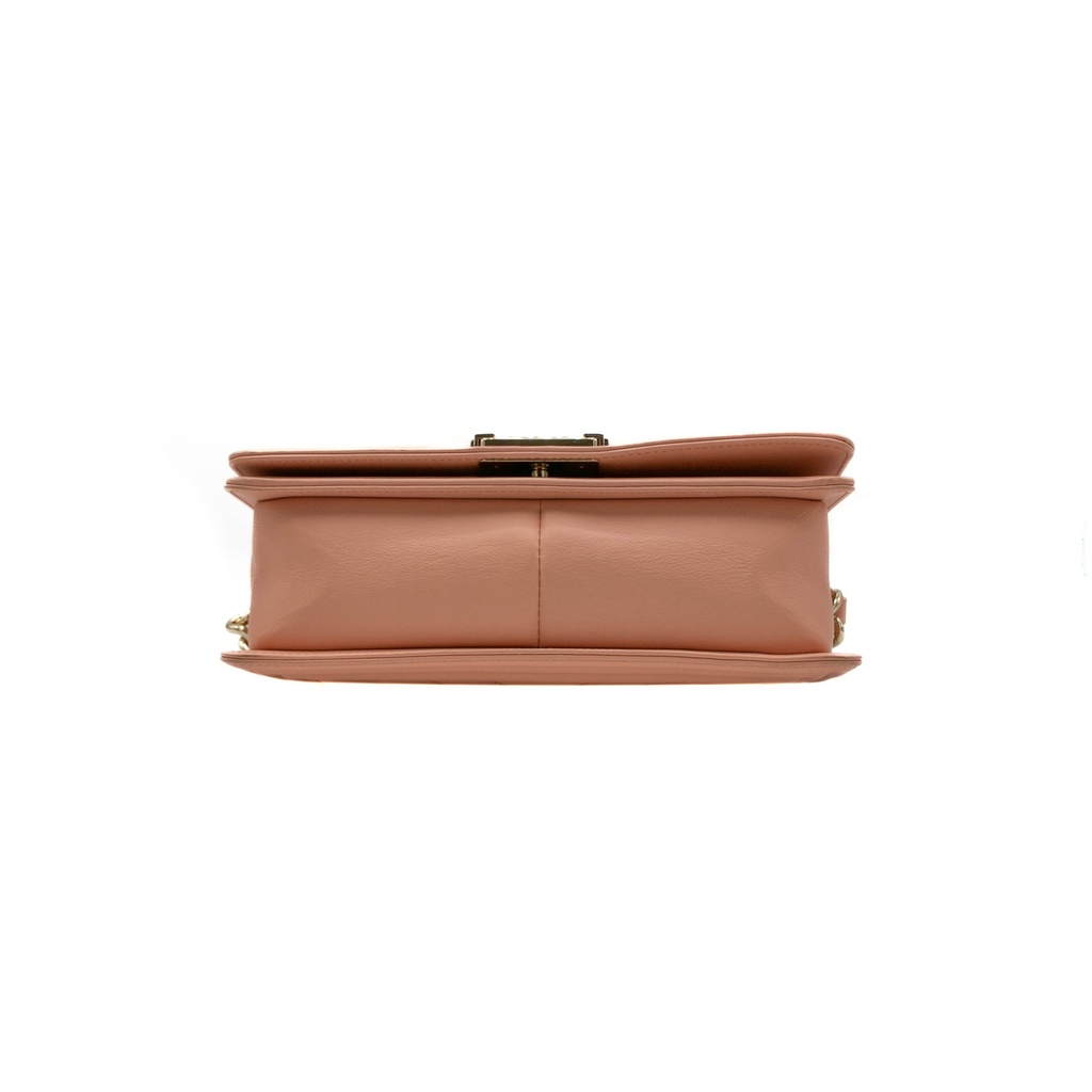 Chanel Calfskin Chevron Quilted Medium Boy Flap Camel