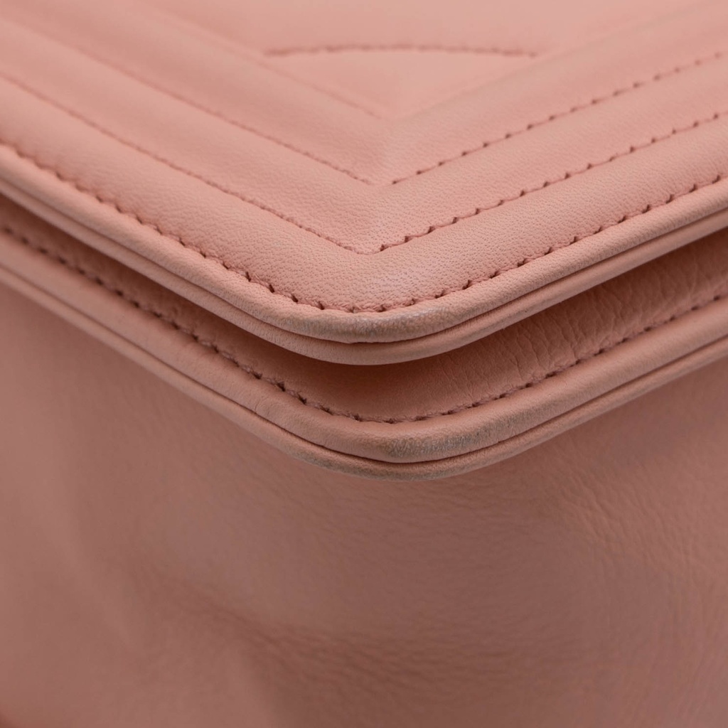 Chanel Calfskin Chevron Quilted Medium Boy Flap Camel
