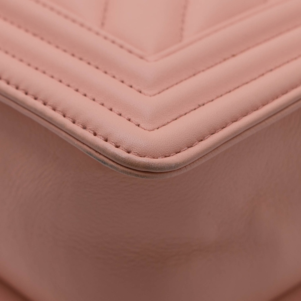 Chanel Calfskin Chevron Quilted Medium Boy Flap Camel