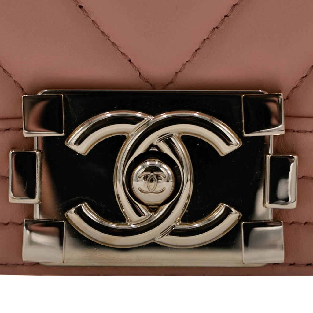 Chanel Calfskin Chevron Quilted Medium Boy Flap Camel