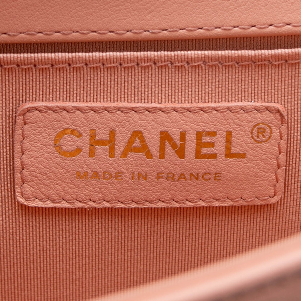 Chanel Calfskin Chevron Quilted Medium Boy Flap Camel