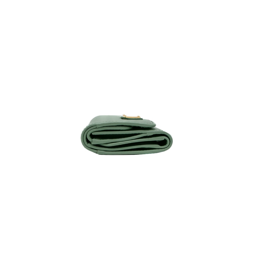Prada Leather Triangle Tri-Fold Wallet Light Green