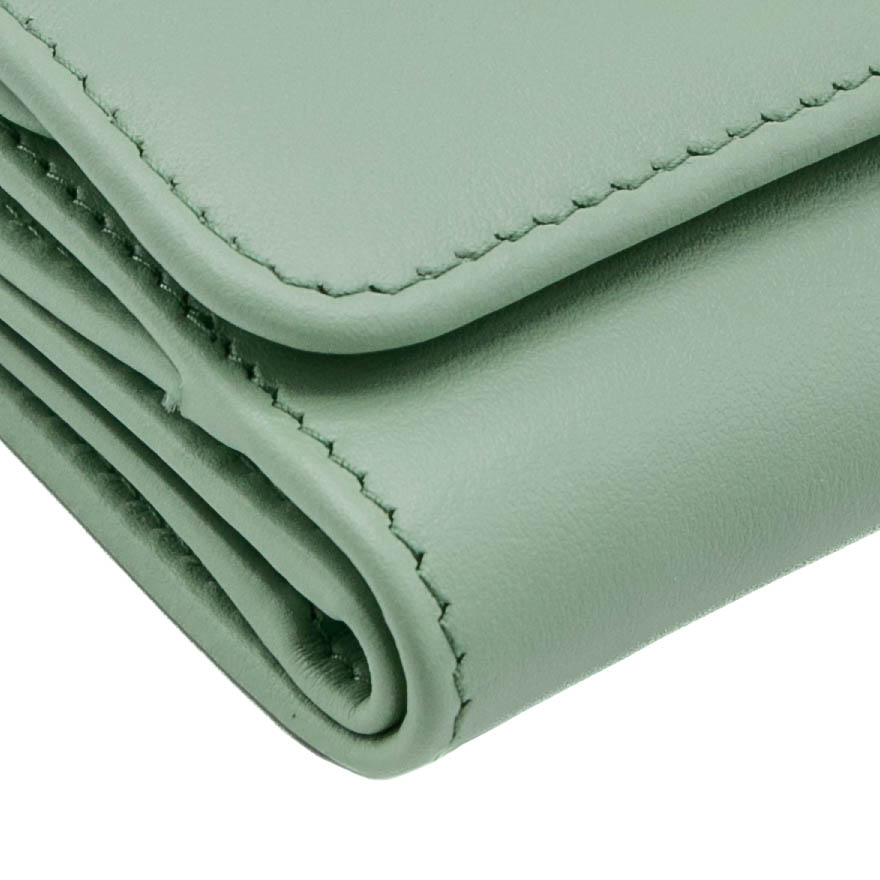 Prada Leather Triangle Tri-Fold Wallet Light Green