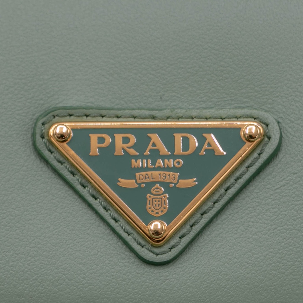 Prada Leather Triangle Tri-Fold Wallet Light Green