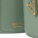 Prada Leather Triangle Tri-Fold Wallet Light Green