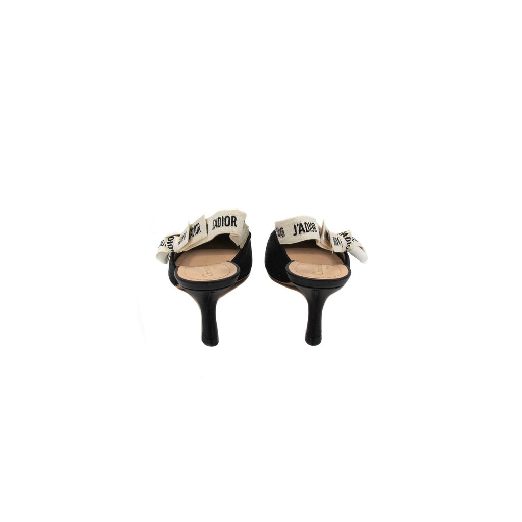 Christian Dior J'Adior Slingback Pump Black Technical Fabric In Size 36