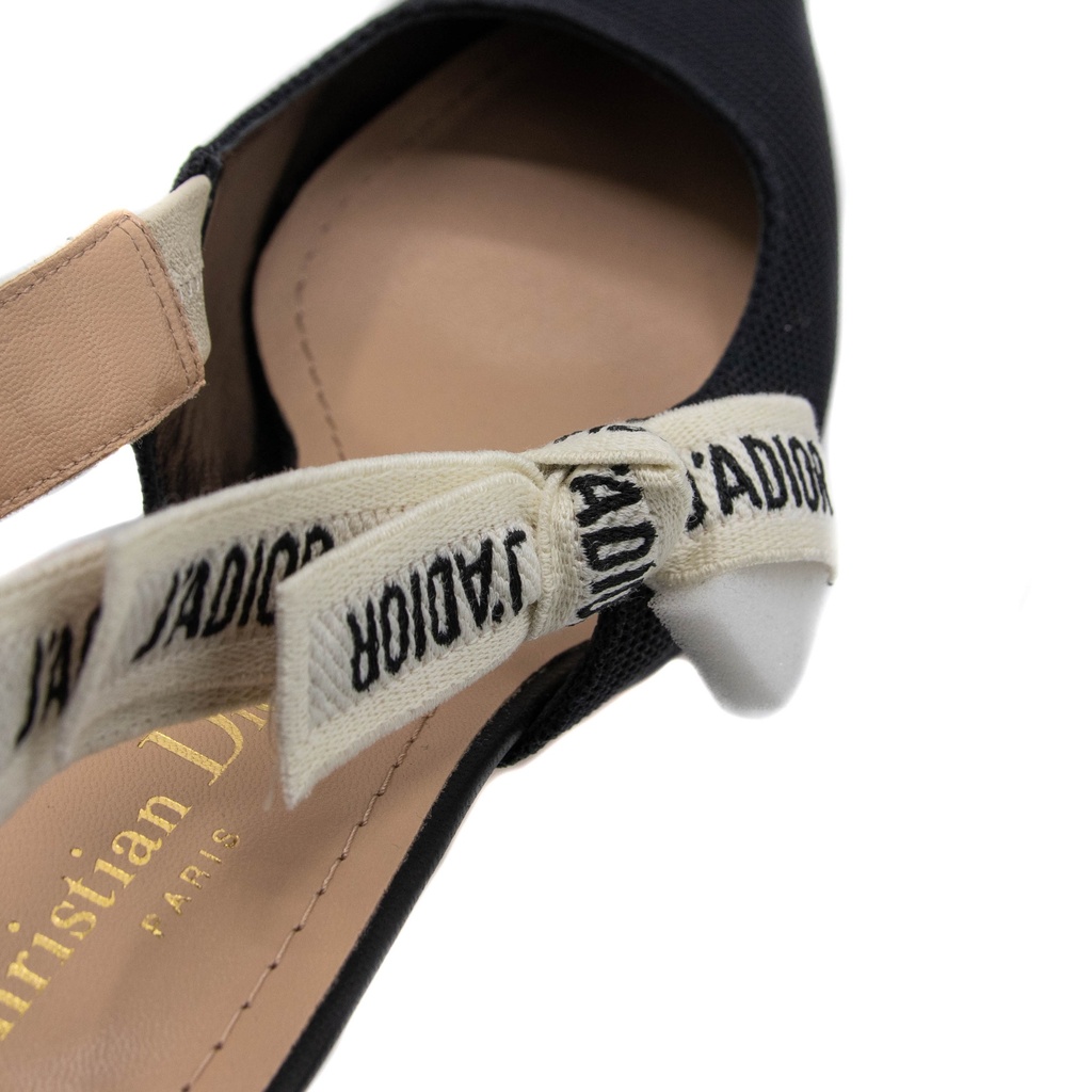 Christian Dior J'Adior Slingback Pump Black Technical Fabric In Size 36