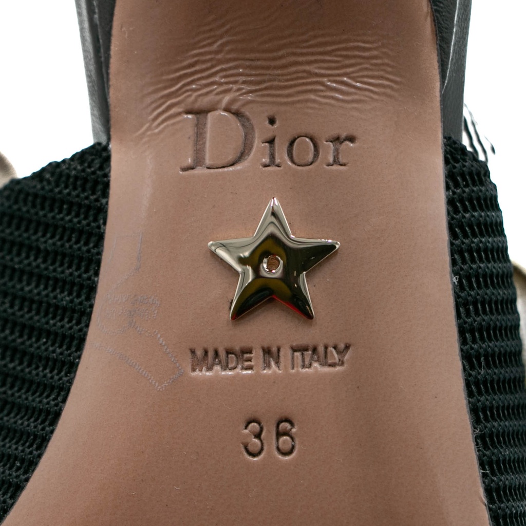 Christian Dior J'Adior Slingback Pump Black Technical Fabric In Size 36