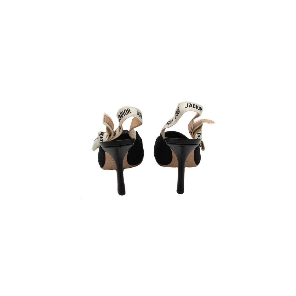 Christian Dior J'Adior Slingback Pump Black Technical Fabric In Size 38