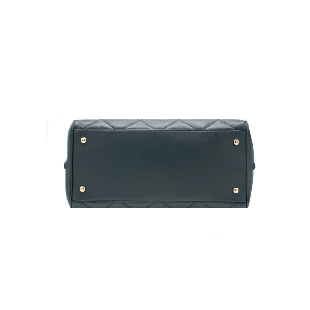 Chanel Quilted Lamskin Medium CC Chain Zip Bowling Bag