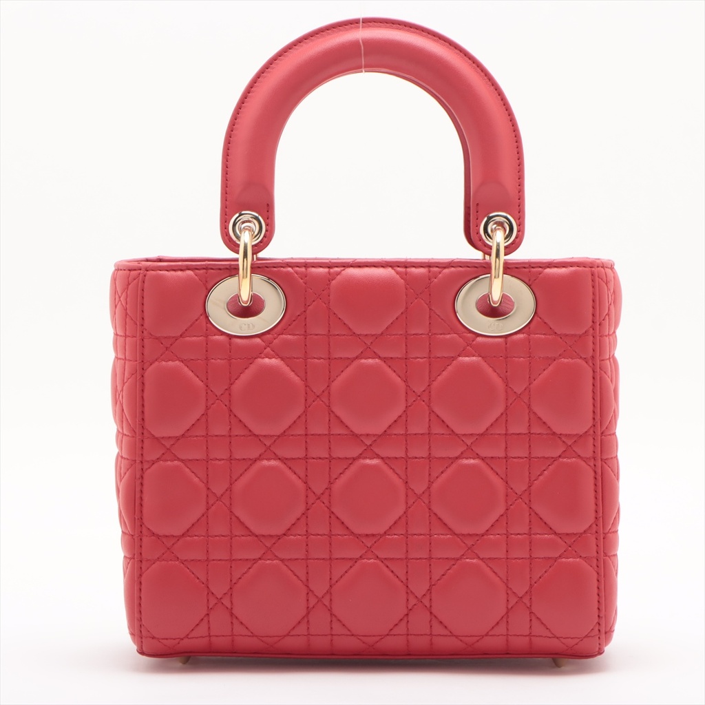 Christian Dior My Lady Dior Cannage Leather Small Handbag Red