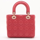 Christian Dior My Lady Dior Cannage Leather Small Handbag Red