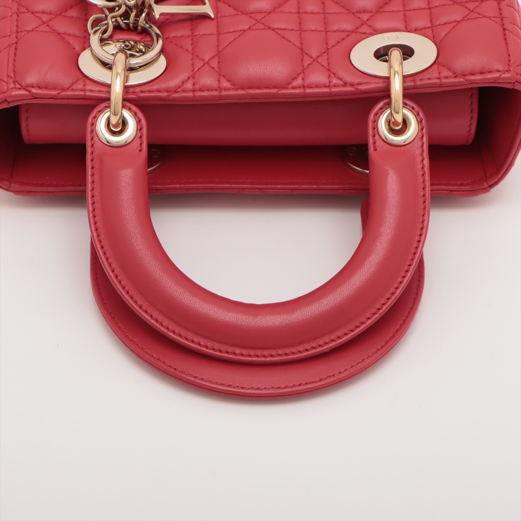 Christian Dior My Lady Dior Cannage Leather Small Handbag Red