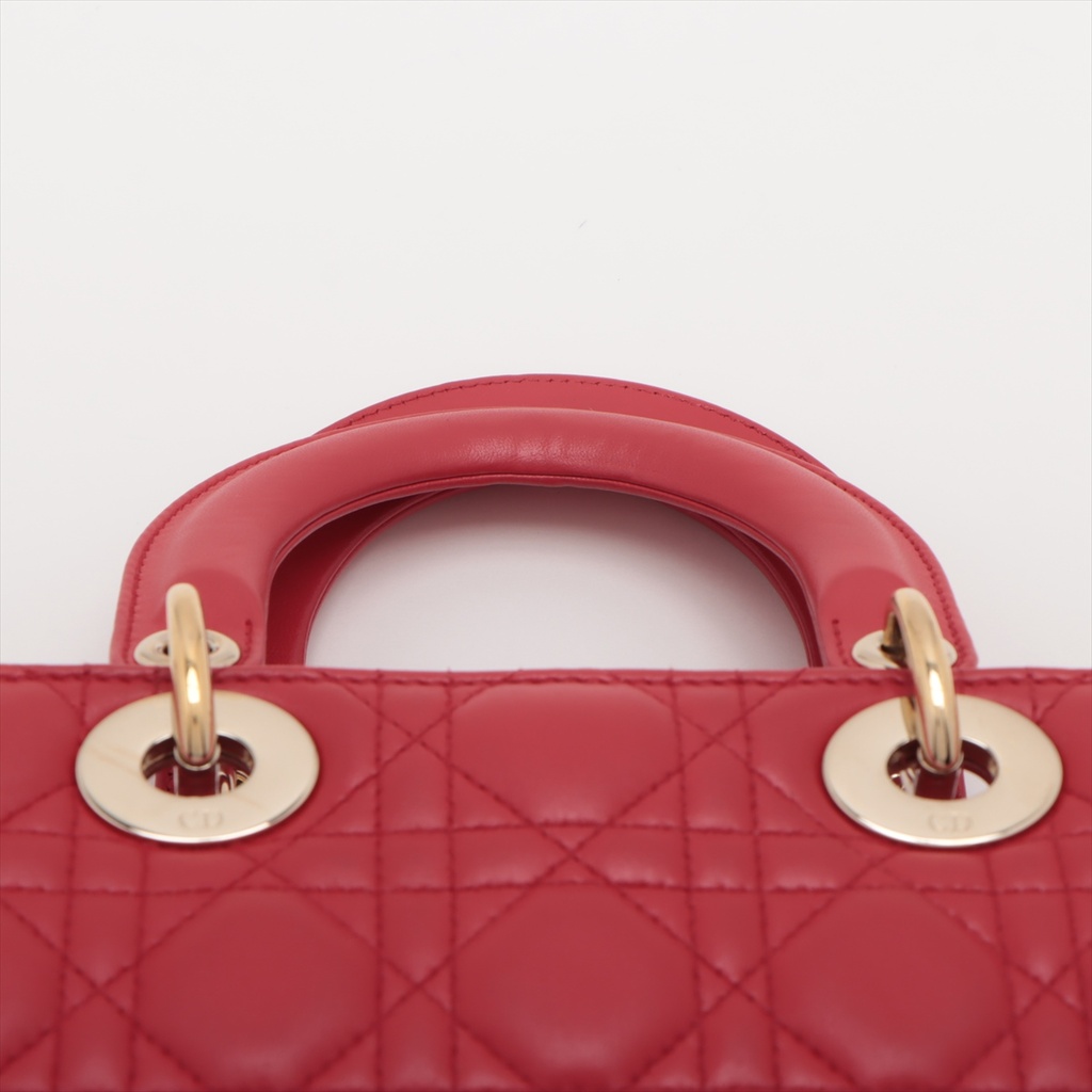 Christian Dior My Lady Dior Cannage Leather Small Handbag Red