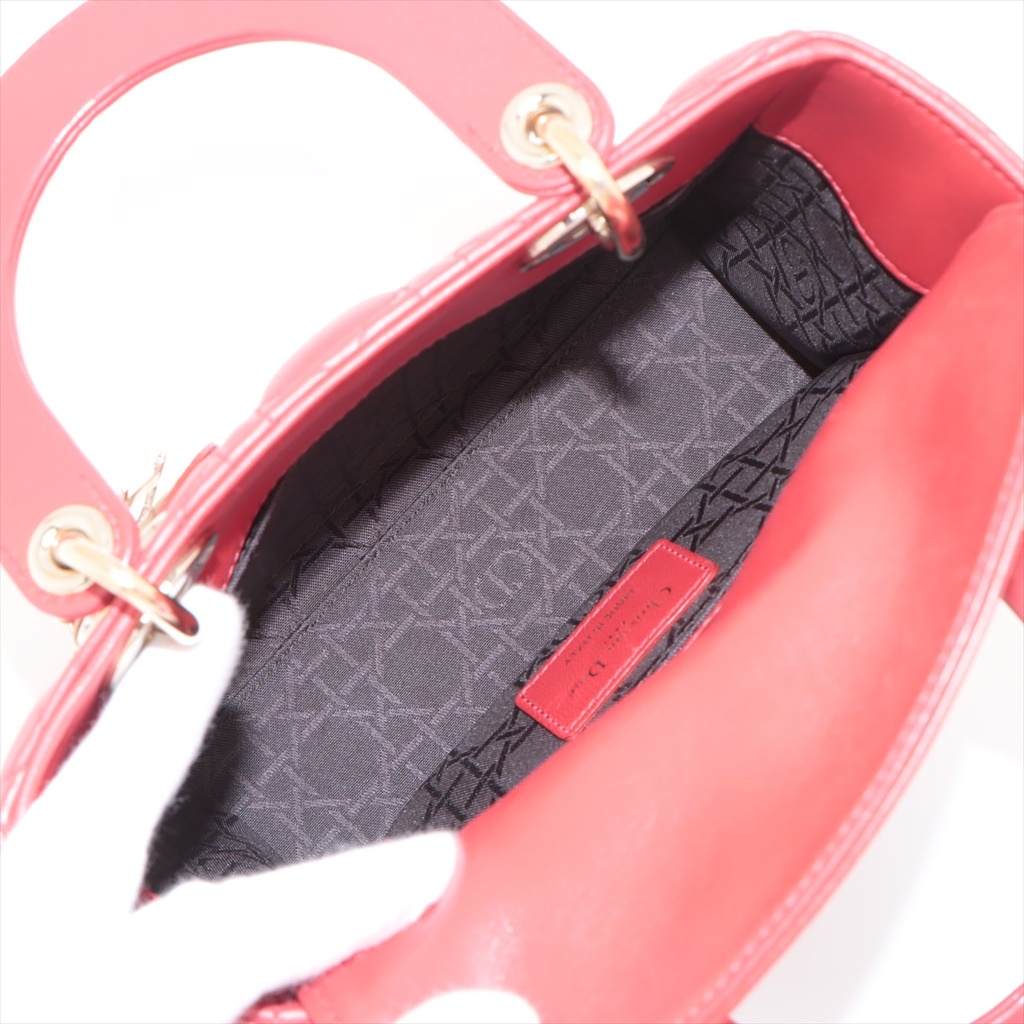 Christian Dior My Lady Dior Cannage Leather Small Handbag Red