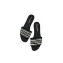 Christian Dior Dway Slide Deep Blue Embroidered Cotton In Size 38 1/2