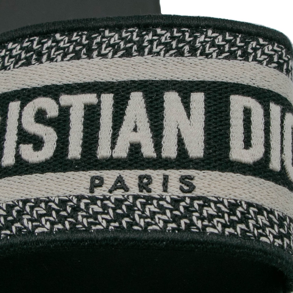 Christian Dior Dway Slide Deep Blue Embroidered Cotton In Size 38 1/2
