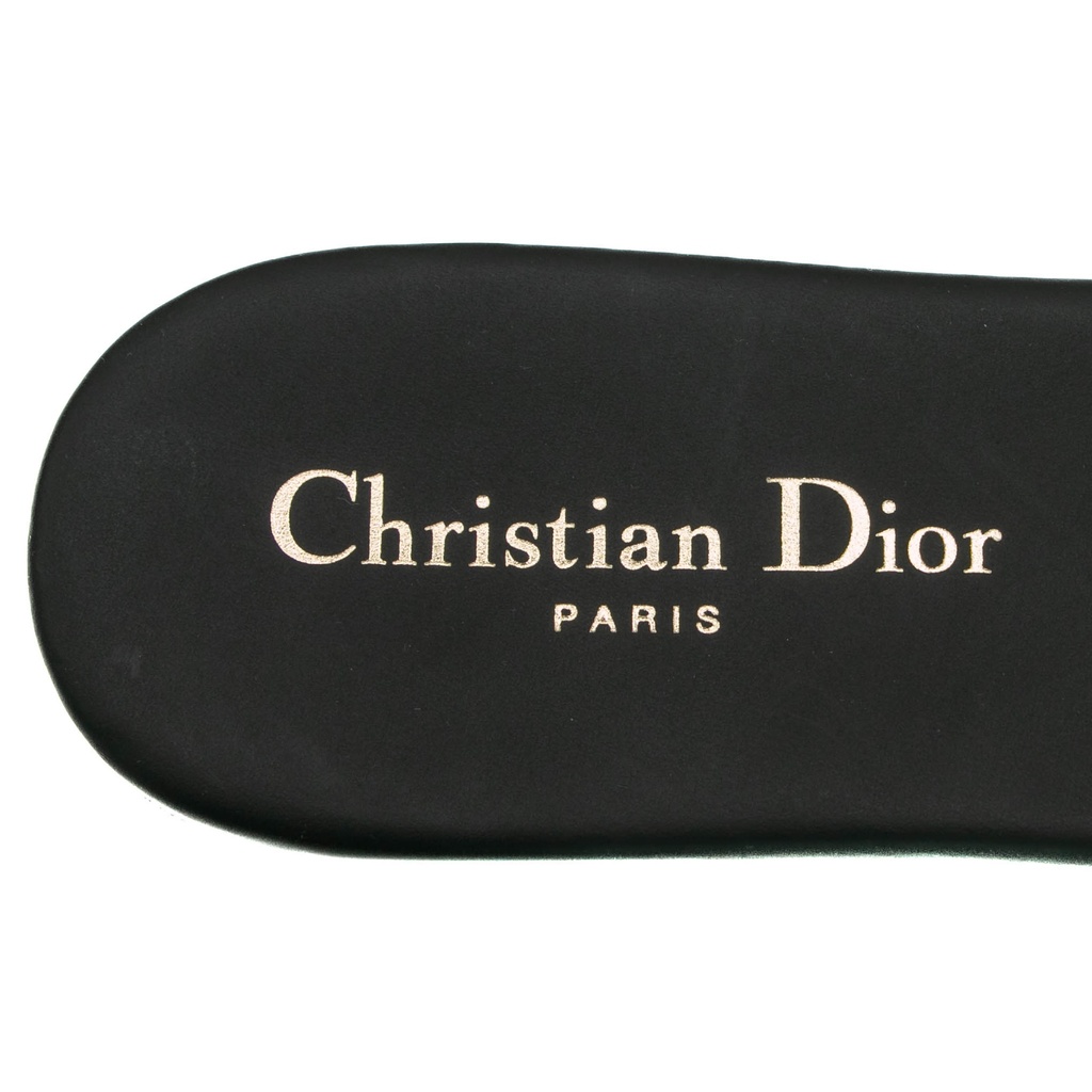 Christian Dior Dway Slide Deep Blue Embroidered Cotton In Size 38 1/2