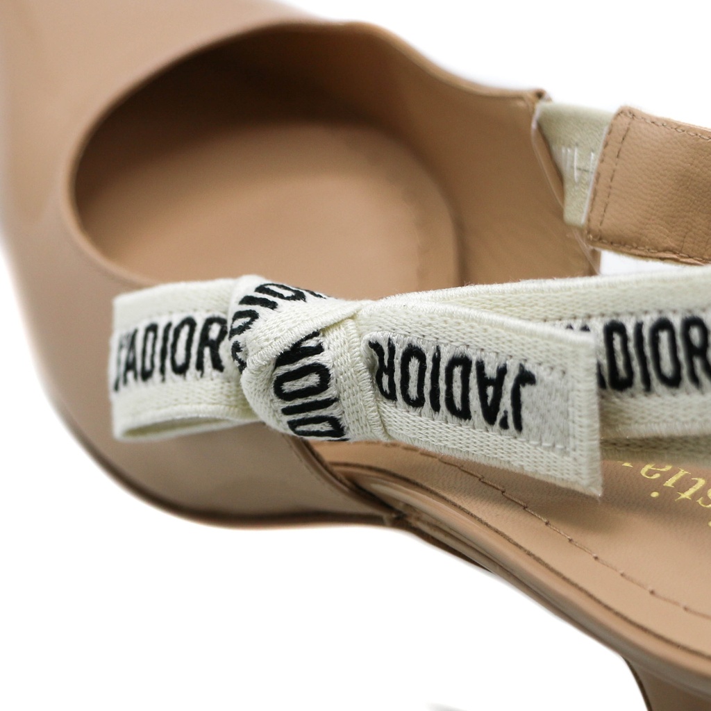 Christian Dior J'Adior Slingback Pump Nude Patent Calfskin In Size 37