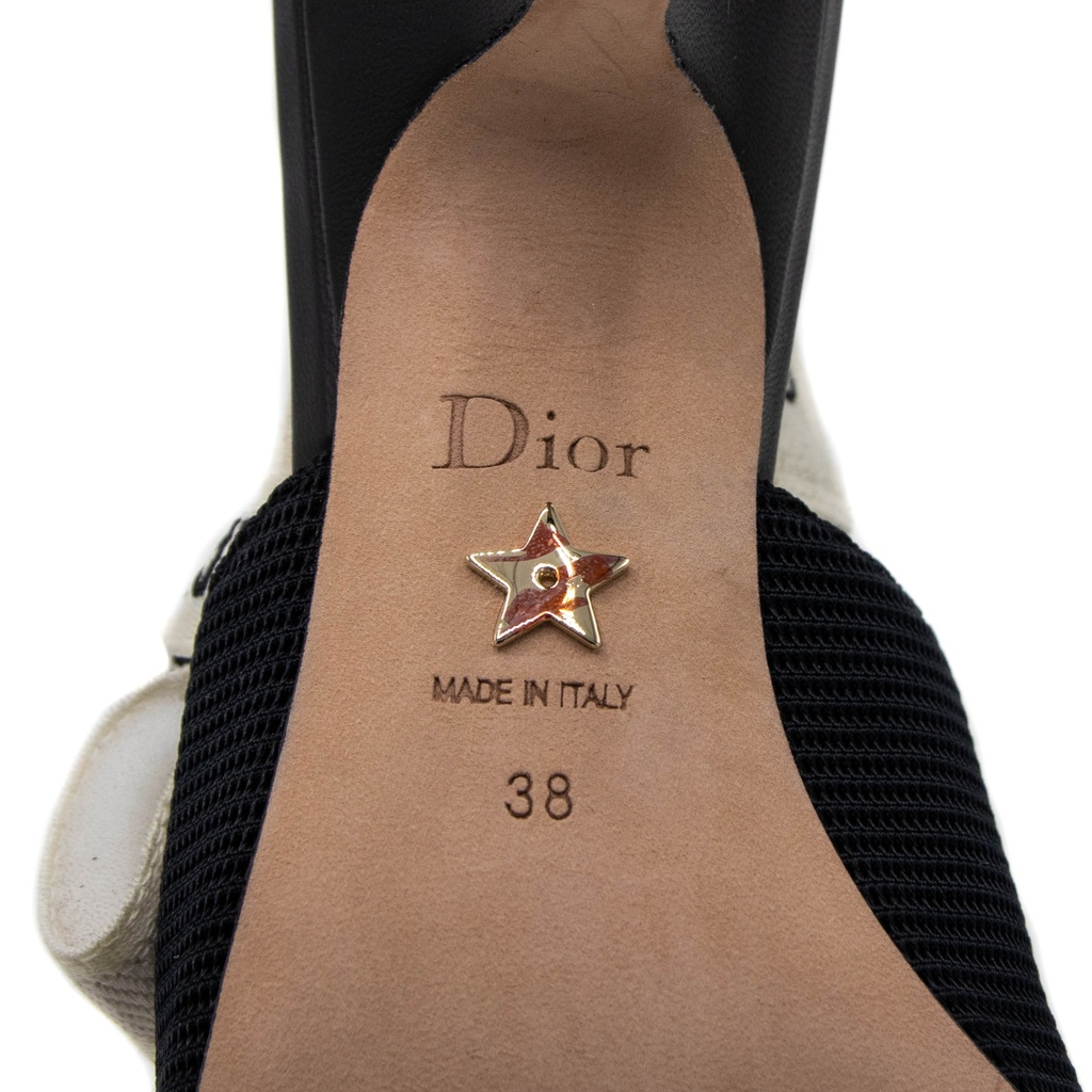 Christian Dior J'Adior Slingback Pump Black Technical Fabric In Size 38