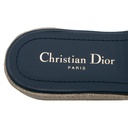 Christian Dior Dway Platform Slide Natural Raffia and Deep Blue Embroidered Cotton Size 37
