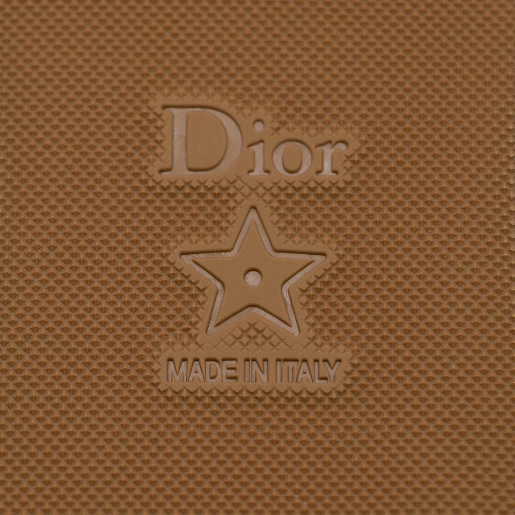 Christian Dior Dway Platform Slide Natural Raffia and Deep Blue Embroidered Cotton Size 37