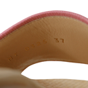 Christian Dior Dway Heeled Slide Natural Raffia and Pink Embroidered Cotton In Size 37