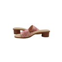 Christian Dior Dway Heeled Slide Natural Raffia and Pink Embroidered Cotton In Size 38