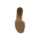 Christian Dior Dway Heeled Slide Natural Raffia and Pink Embroidered Cotton In Size 38