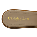 Christian Dior Dway Heeled Slide Natural Raffia and Pink Embroidered Cotton In Size 38