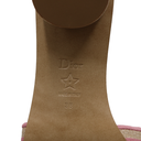Christian Dior Dway Heeled Slide Natural Raffia and Pink Embroidered Cotton In Size 38