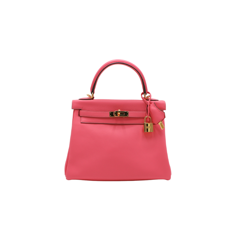 Hermes Kelly 25 Swift Leather Rose Azalee Year 2019 Full Set