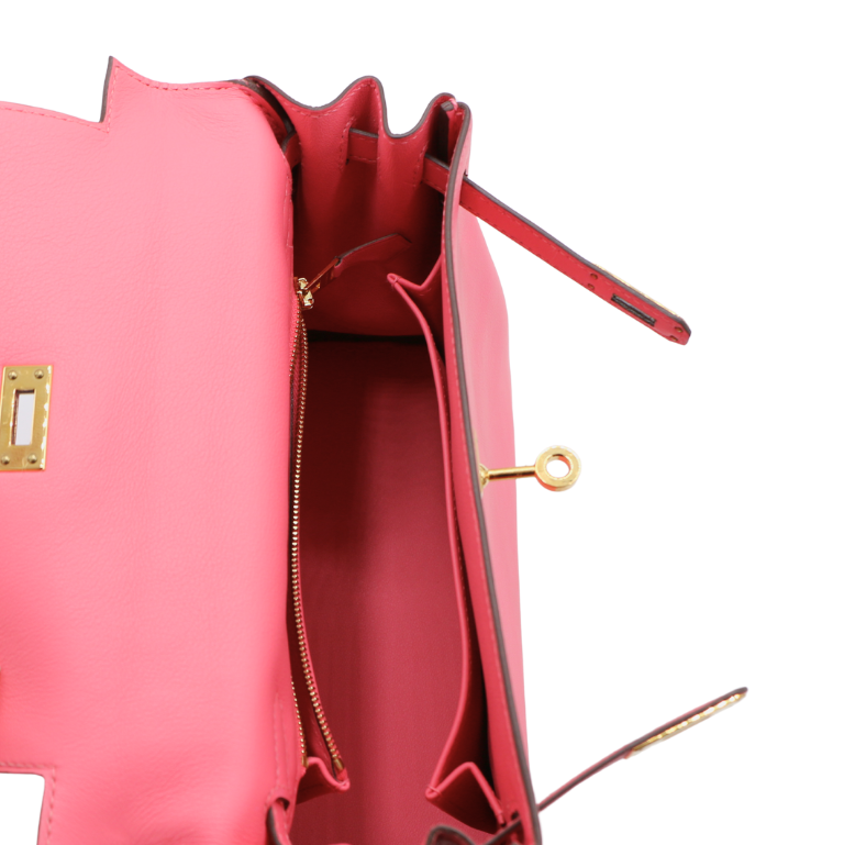 Hermes Kelly 25 Swift Leather Rose Azalee Year 2019 Full Set