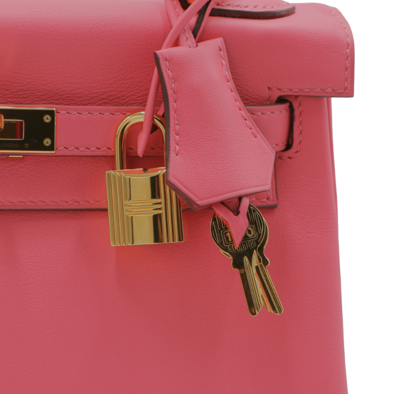 Hermes Kelly 25 Swift Leather Rose Azalee Year 2019 Full Set