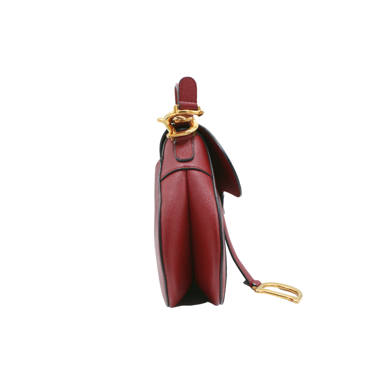 Christian Dior Grained Calfskin Medium Dior Saddle Shoulder Bag Red