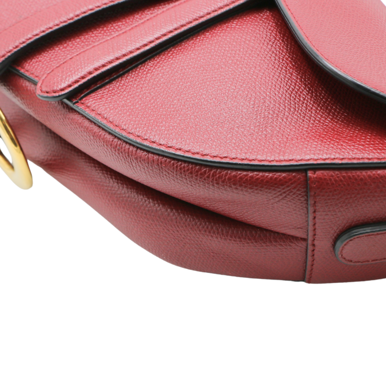 Christian Dior Grained Calfskin Medium Dior Saddle Shoulder Bag Red