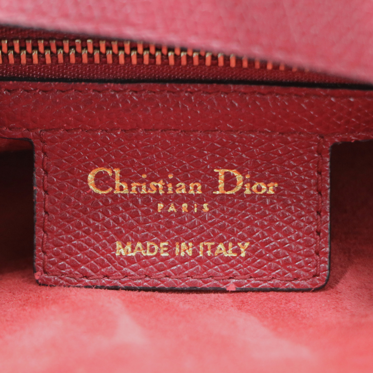 Christian Dior Grained Calfskin Medium Dior Saddle Shoulder Bag Red
