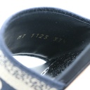 Christian Dior Dway Heeled Slide Deep Blue Embroidered Cotton Size 37 1/2