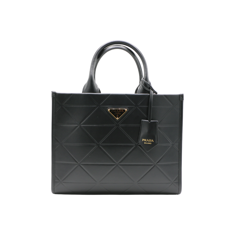 Prada Small Symbole Black Leather Tote Bag