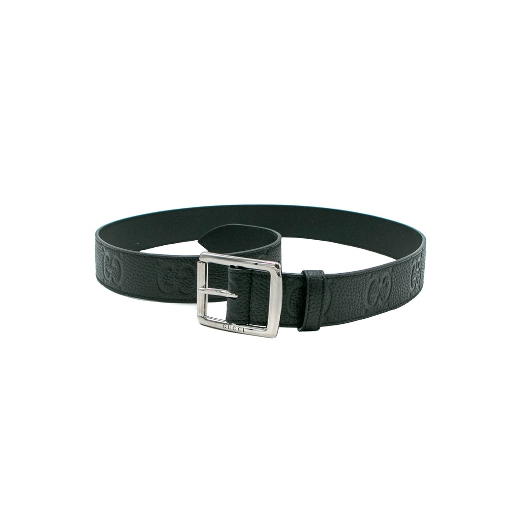 Gucci GG Rubber-Effect Leather Belt 761567 In Size 90 36