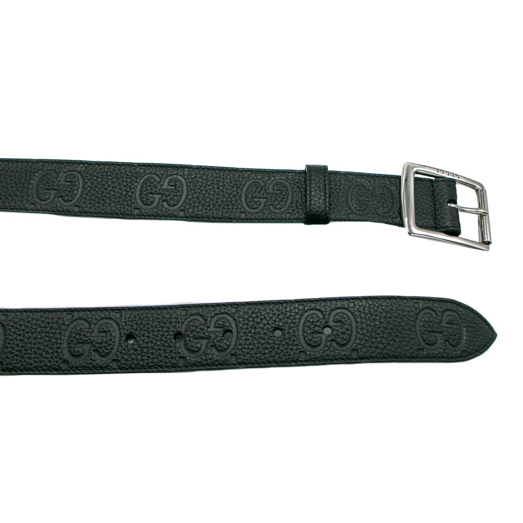 Gucci GG Rubber-Effect Leather Belt 761567 In Size 90 36