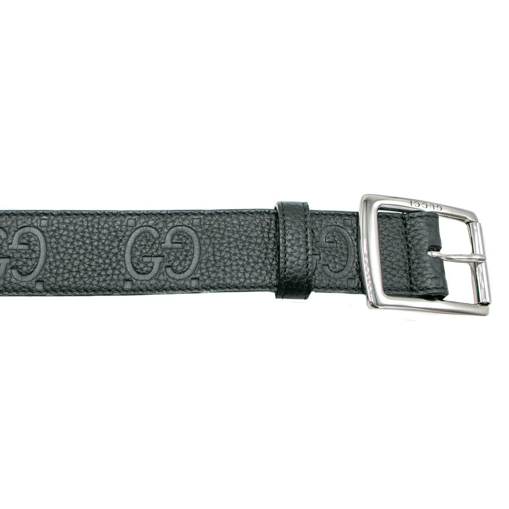Gucci GG Rubber-Effect Leather Belt 761567 In Size 90 36