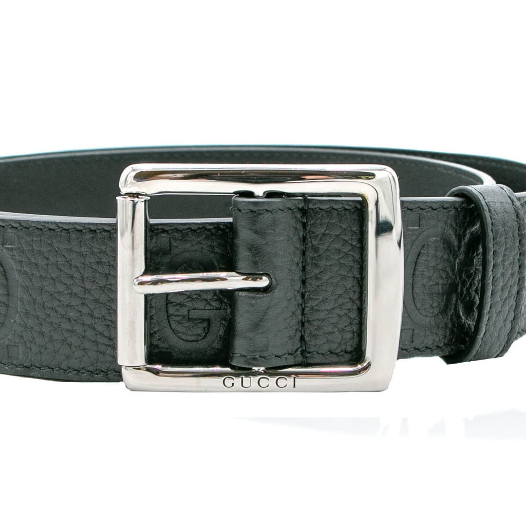 Gucci GG Rubber-Effect Leather Belt 761567 In Size 90 36