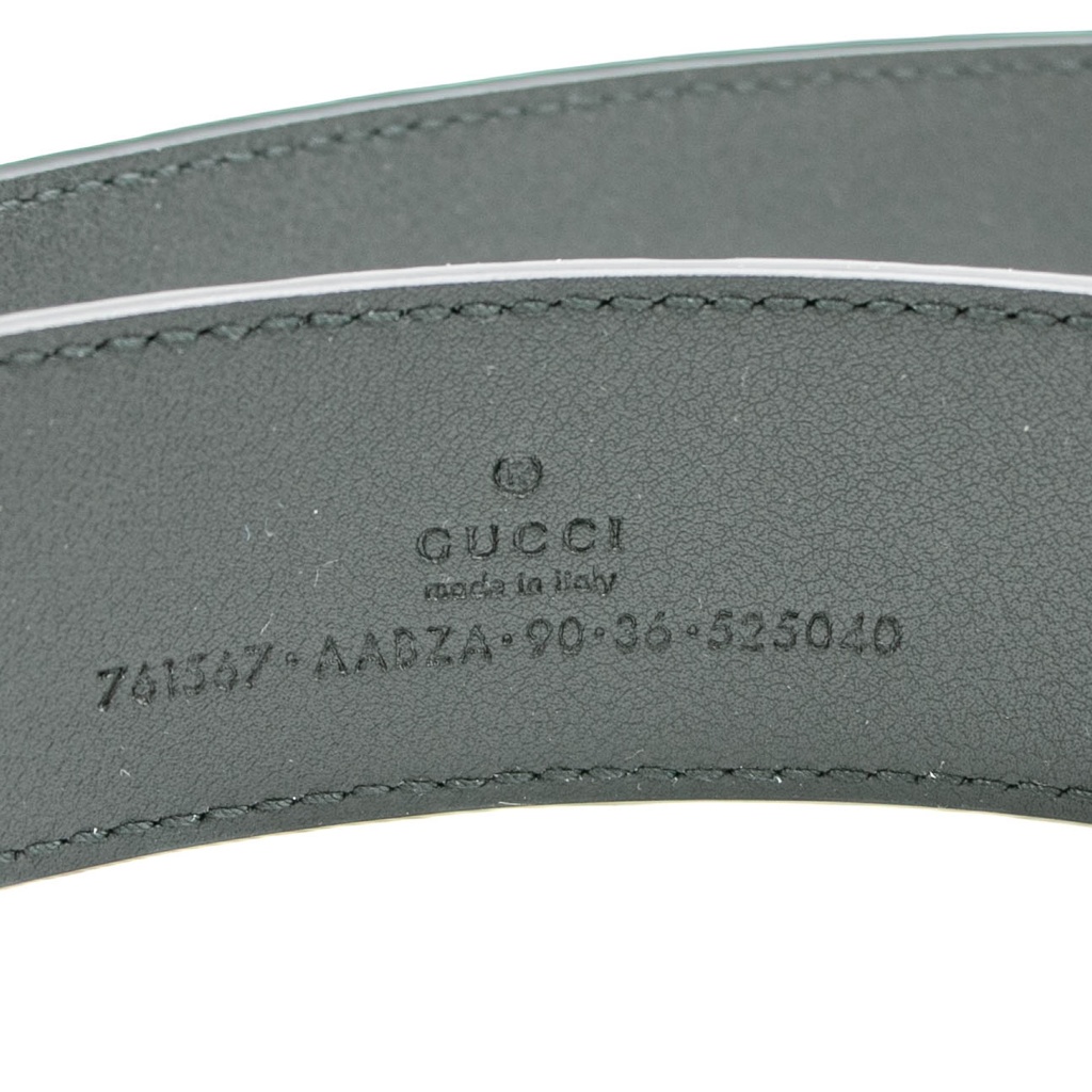 Gucci GG Rubber-Effect Leather Belt 761567 In Size 90 36