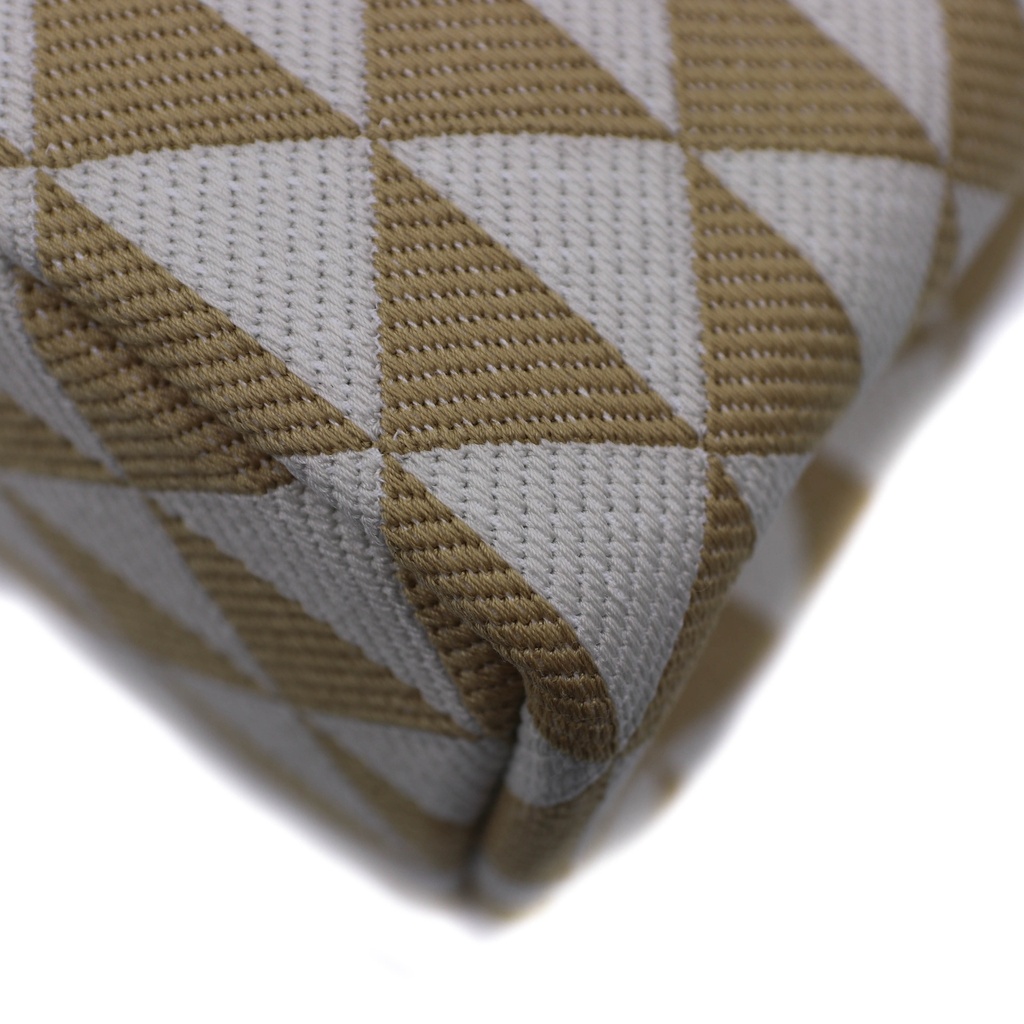 Prada Beige/chalk White Small Prada Symbole Embroidered Fabric Handbag
